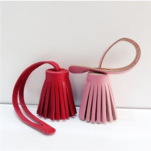 Famous Brand Designer Luxury Fashion Genuine Lambskin Real Leather Tassel Keychain Pendant Key Chain For Women Girls Bag Charm