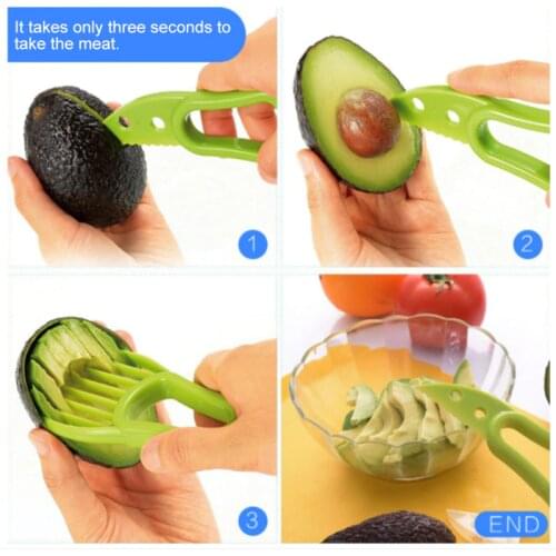 1PC 3 In 1 Avocado Slicer Shea Corer Butter Fruit Peeler Cutter Pulp Separator Plastic Knife Kitchen Vegetable Fruit Tools