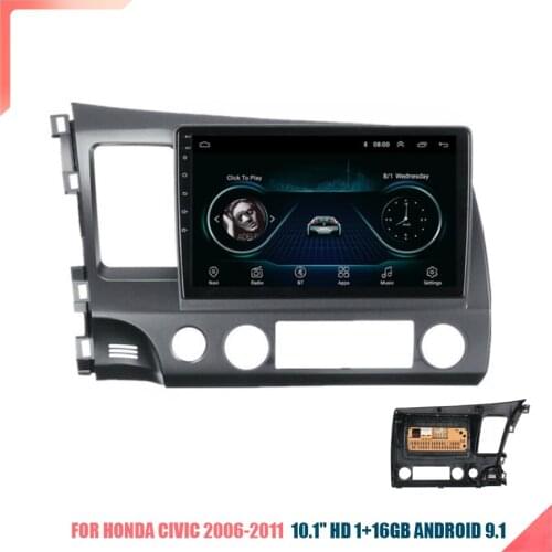 10.1''Android 9.1 RAM 1GB ROM 16GB Car Stereo Radio GPS WIFI For Honda Civic 2006-2011