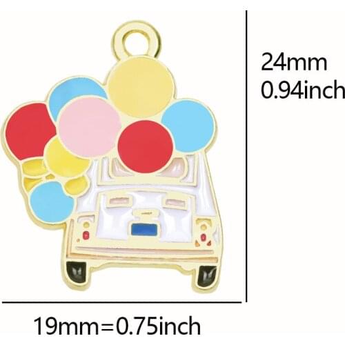 10pcs/lot Balloon Car Dangle Handmade Enamel Charms Pendant DIY for Bracelet Necklace Bag
