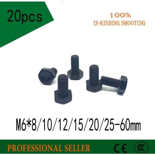 20pcs M5*8/10/12/15/20/25-50mm PA66 Black Plastic Nylon External Hex Screw Outside Hexagon Machine Screws Hex Bolts
