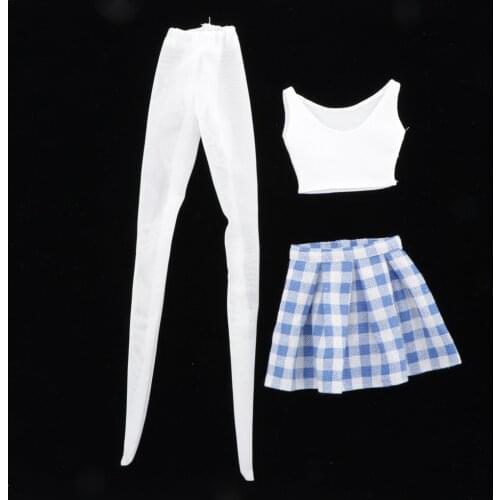 3Pieces 1/4 Blue Plaid Skirt Suit For 43cm BJD DOD MSD Dolls Clothes