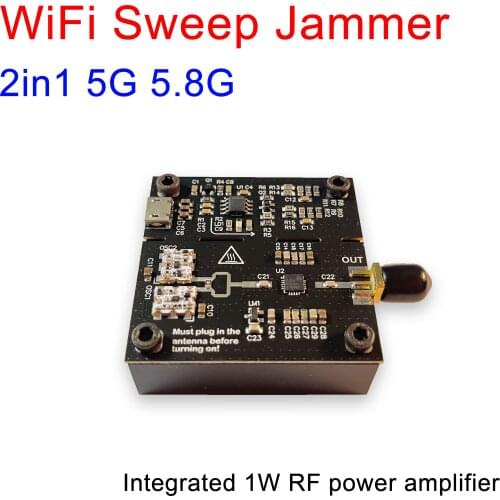 5G 5.8G WiFi swept jammer signal Shielded 5.2Ghz 5.8Ghz WIFI Frequency prevent WiFi jammer prevent W 1W RF power amplifier