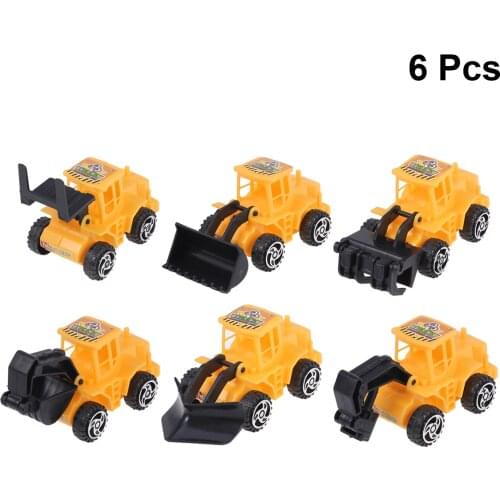 6pcs Mini Construction Truck Engineering Vehicle Toys Educational Truck Model Toys Cake Topper Kids Birthday Party Decoration