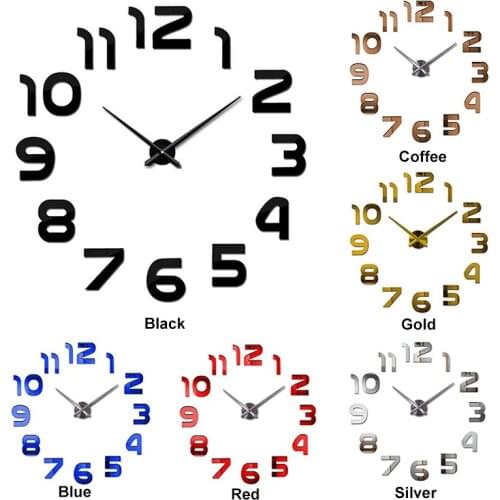 Modern Design Large Wall Clock 3D DIY Quartz Clocks Fashion Watches Acrylic Mirror Stickers Living Room Home Decor Dropship