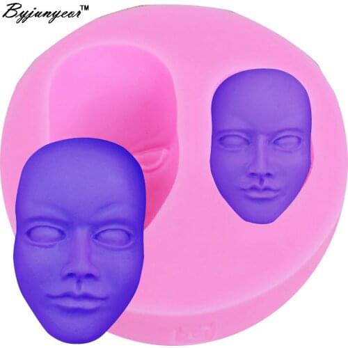 Byjunyeor M111 Face Head UV Resin Silicone Mold Fondant Chocolate Candy Lollipop Crystal Epoxy Soft Clay Bake Tools