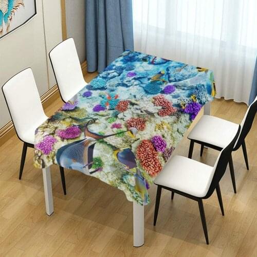 Table Cover Coral Reef Under Sea in Washable Polyester - Great for Buffet, Parties, Dinner