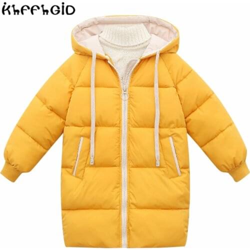 2021 winter new childrens candy down jacket hooded medium long cotton jacket warm jacket winter parka for 3-10-year-old boys