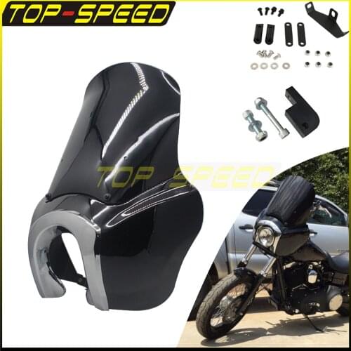 For Harley Dyna FXR FXD FXDX Super Glide 5.75" Club Style Thug Style Headlight Fairing w/15" Windshield Light Mask 1987-2017