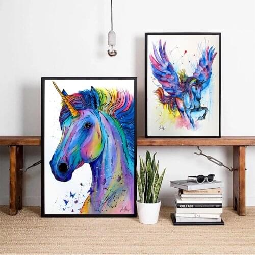 Graffiti Pop Art Poster Animal Canvas Wall Art Unicorn Pictures for Home Design Frameless Painting Modern Nordic Style Decor
