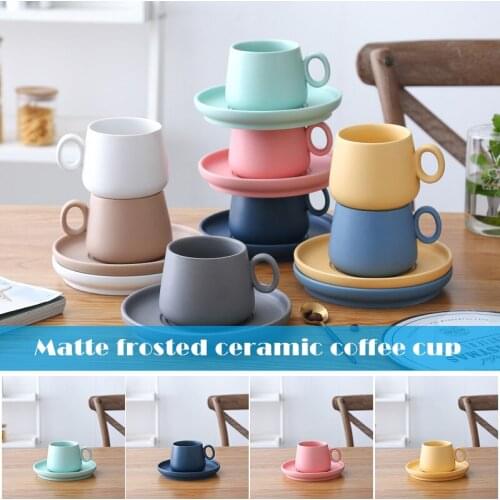 Coffee Cups with Tray Porcelain Tea Matte Ceramic Saucers Mug Macaron Home Supplies G10