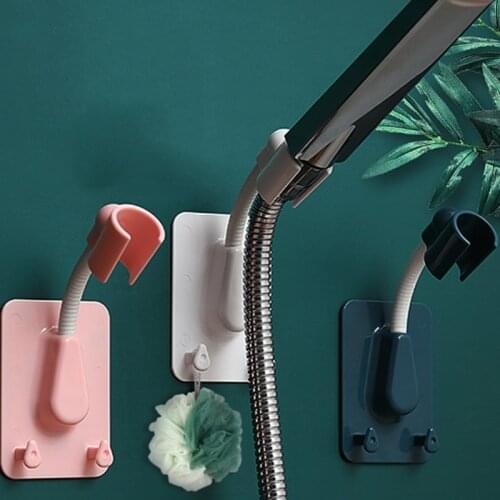 360° Shower Head Bracket Adjusted Seamlessly Glued Shower Head Bracket Wall-mounted With 2 Hook Brackets Bathroom Universal