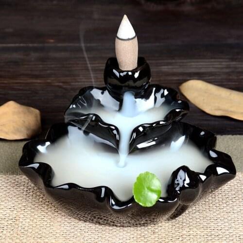 Creative Smoke Bullet Backflow Incense Burner Tiantan Ornament Sandalwood Incense Censer Black Glaze Ceramic Censer