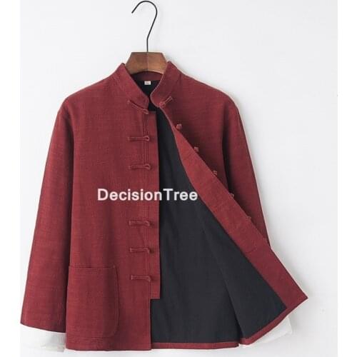 2021 traditional chinese blouse male clothing man top oriental v collar shirt linen men kimono shirt traditional kung fu shirt