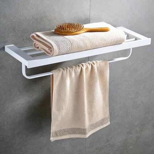 MTTUZK 304 Stainless Steel Brushed Gold Towel Rack Towel Holder Towel bar Bathroom Shelves Bathroom White Double Towel Rack