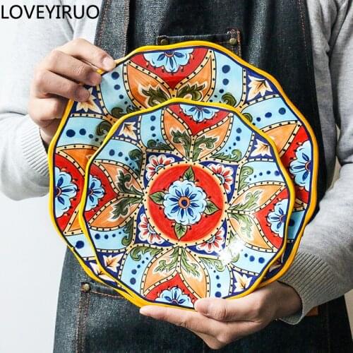 LOVEYIRUO European-style ceramic tableware dish set holiday gift home hotel supplies western food plate pasta vegetable plate