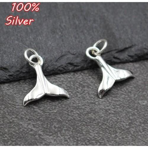 Real 925 Sterling Silver Small Pendant Charms Animal Whale Fish Tail Charm Mermaid Tails Bead Pendant For DIY Bracelet Necklace
