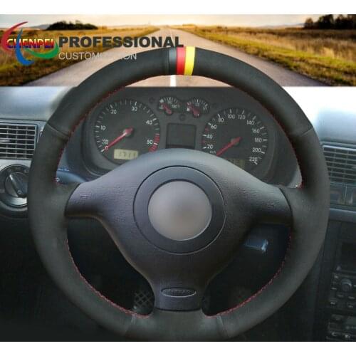 DIY Hand-Sewn Non-Slip Suede Steering Wheel Cover For VW Cabrio GTI Jetta (GLI) Car Interior Accessories
