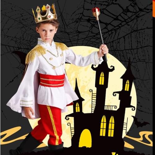 New Boys Girls Prince and Princess Cosplay Suit Halloween Costume for Kids Prince Charming Costume Carnival Party Princess Dress