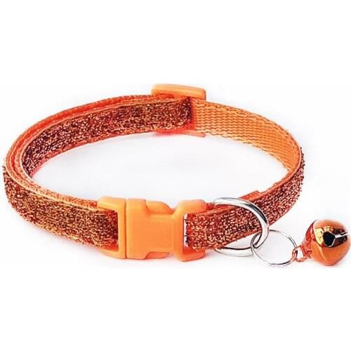 Pet Cat Head Safety Buckle Dog Collar Patch Cloth Bell Sequin Cat Collar Gold Glitter Velvet Ribbon Pet Accessory 1.0cm Wide