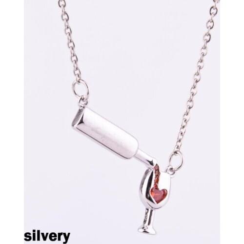 Wine Glass Cup Necklace Pendant Chains 2021 New Fashion Womens Elegant Neck Jewelry Accessories Decor For Summer To Wear