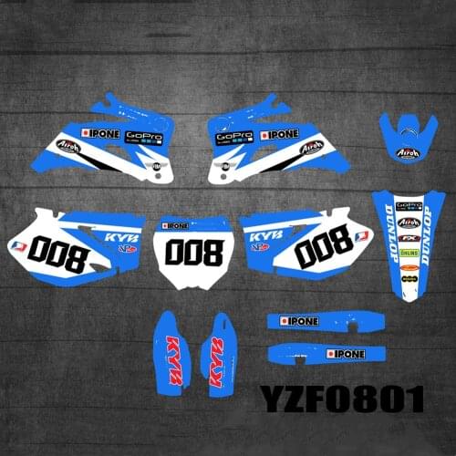 Full set of Stickers Kits free Custom Numbers Graphics Decals For Yamaha YZF250 YZF450 YZF 250 450 2006 2007 2008 2009 YZF 450