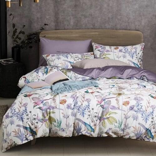 100% Egyptian Cotton Bedding 600 TC Queen King Size Beige Blue Printed Colors Sheet Duvet Cover Pillowcases 4 Pcs Set on sale