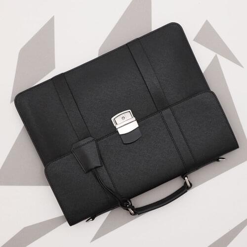 Simple Business Mens Handbag Casual Shoulder Bag Large Capacity Genuine Leather Briefcase