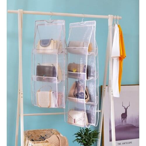 Handbag Hanging Storage Perspective Grid Dust-proof Collection Separate Space Saving Bags Clothes Organizer