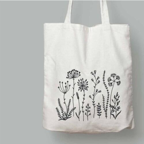 Wildflower Tote Bag-Wild flowers print-Nature book bag-Botanical Dandelion gift for GardenersCanvas Shopping Tote Shoulder bags