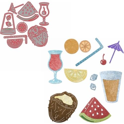 Coconut Lemon Cherry Tropical Fruit Cold Drink Style Cutting Dies Stencil For DIY Scrapbooking Decoration Crafts Album Making