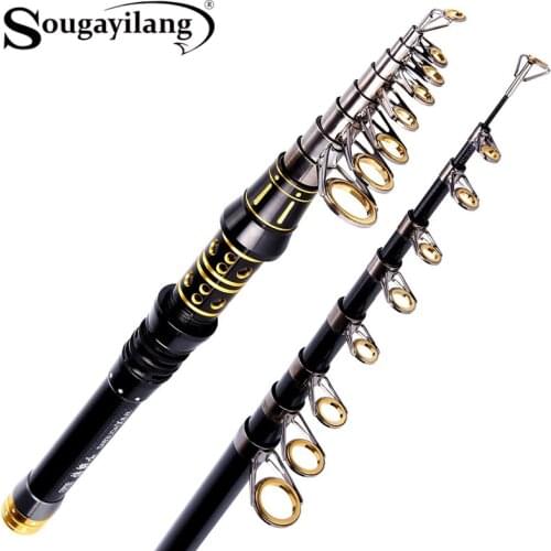 Sougayilang Fishing Rod Portable Telescopic Spinning Pole Carbon Fiber Material High Quality Travel Carp Fishing Tackle /Tools