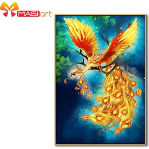 Cross stitch kits Embroidery needlework sets 11CT water soluble canvas patterns 14CT Golden phoenix-NCMA073