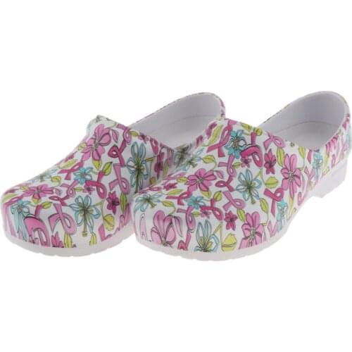 Womens Printed Slip On Nursing Shoes Soft Insole Anti Slip Chef Shoes