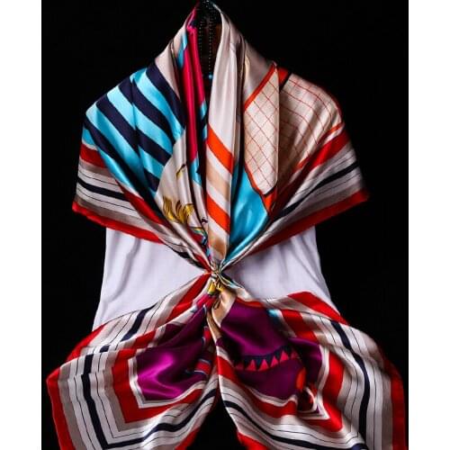 100% Twill Silk Scarf Women Real Silk scarf Ladies Soft Luxury Brand Thicken Silk Square Shawls Wrap Hijab 20 Momme 140 cm Plus