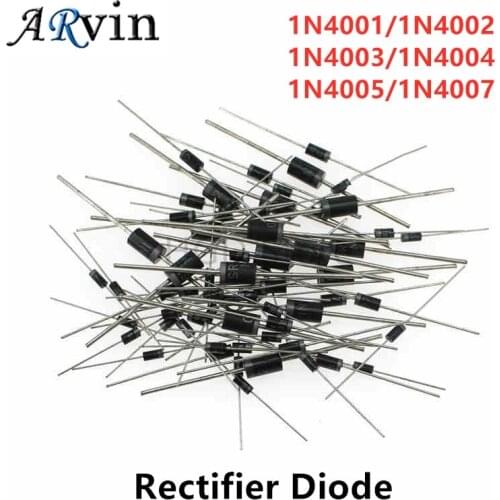 100Pcs Rectifier Diode 1A DO-41 (DO-204AL) Axial 1N4001 1N4002 1N4003 1N4004 1N4005 1N4007 50V 100V 200V 400V 600V 1000V 1N IN