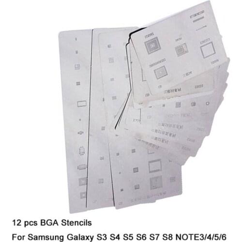 12pcs/lot Samsung BGA Reballing Stencil Kits Set Solder Template For Samsung Galaxy S3 S4 S5 S6 S7 S8 NOTE3/4/5/6