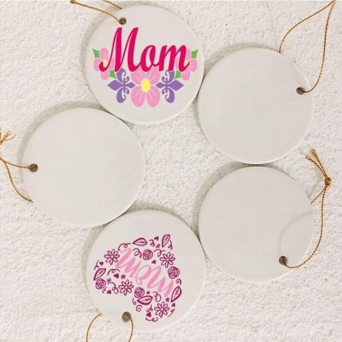 15pcs/Lot Christmas Pendant White Sublimation Ceramic Pendant Ornament Coated Customized Christmas Decoration Accessories 3 Inch