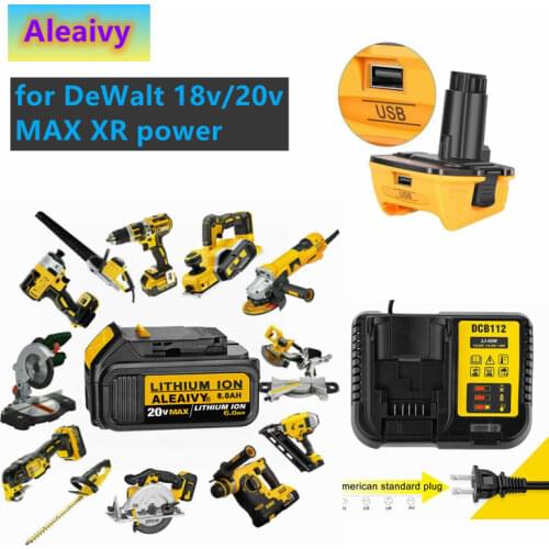 18V 9.0Ah DCB200 Replacement Li-ion Battery for DeWalt 18v/20vMAX XR power tool lithium Batteries with Charger+Battery adapter