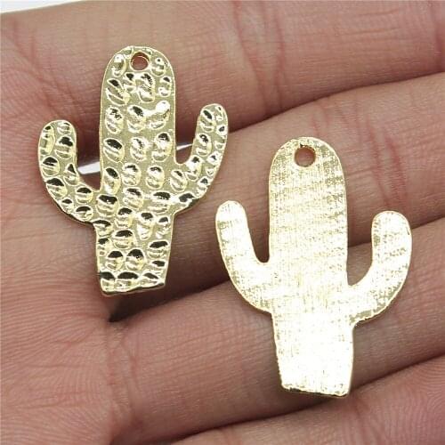 2pcs Charms Cactus 22x30mm High Quality KC Gold Pendant Charms For Jewelry Making DIY For Earring Making