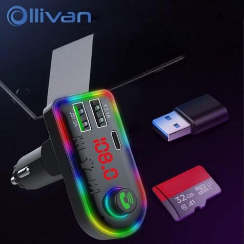 2021 Car Charge LED Backlit Car FM Transmitter Bluetooth 5.0 MP3 Audio TF/U Disk Player PD Type-c Fast Charge Car Kit Adapter