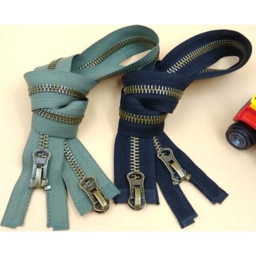 8# Double Sliders Open End Copper Metal Zipper 70/80/90/100/120cm Tailor Replacement DIY Jacket Coat Garment Accessories