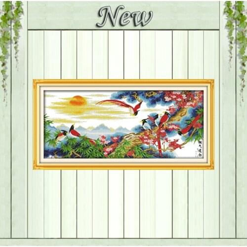 Vigorous scenery birds decor painting counted print on canvas DMC 14CT 11CT Chinese Cross Stitch Needlework Sets Embroidery kits