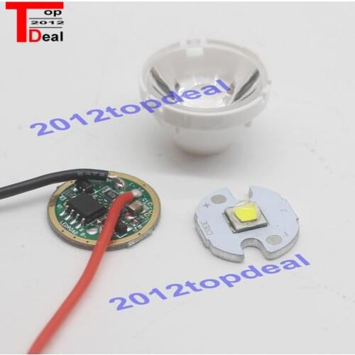 Free shipping 16mm CREE T6 U2 Xlamp XML2 XM-L2 10W white 6500k High Power LED chip +driver+lens For DIY