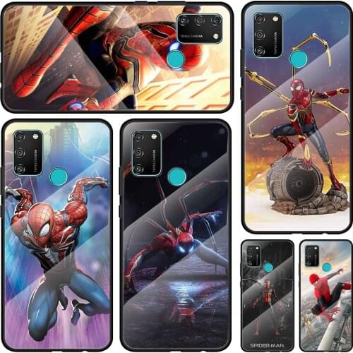 Iron Spider Avengers Tempered Glass Cover For Honor 30 20 10 9X 8X Lite Pro Plus Silicone Phone Case Coque Shell