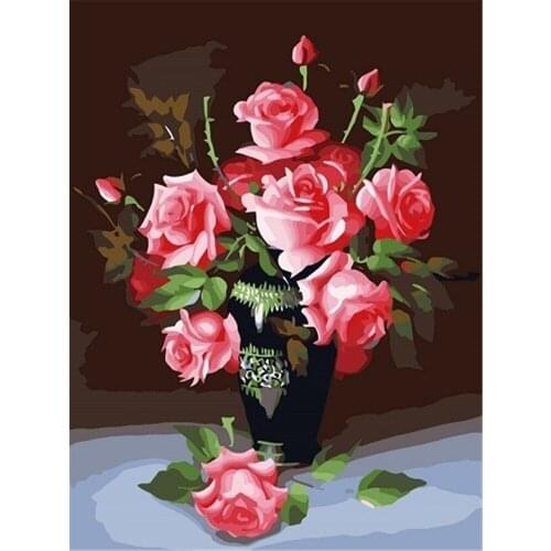 Flower Vase Printed Canvas 11CT Cross Stitch DIY Embroidery Set DMC Threads Handmade Hobby Knitting Handicraft Counted