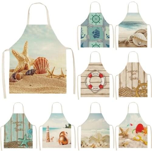 Ocean starfish shell lighthouse pattern apron baking accessories aprons for women kitchen accessories cooking accessories aprons