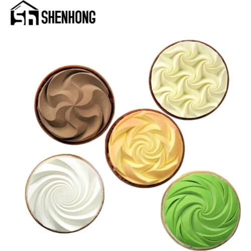 SHENHONG Cream Flower Brownie Mousse Mould Dessert Pan Spiral Silicone Cake Mold Muffin Pastry Tray Egg Tart Ring Baking Tools