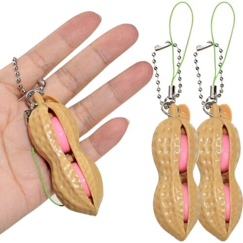 Fidget Toys Peanut Stress Relief Toy Keychain Bag Purse Pendant Slow Rebound Toys Peanut Model Squishy Slow Rising Squeeze Toy