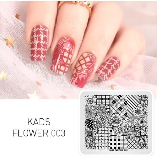 KADS New Arrival Flower 003 Various Flowers Stripe nail stamp plate DIY Decoration for Nails Accessories Manicure Plate